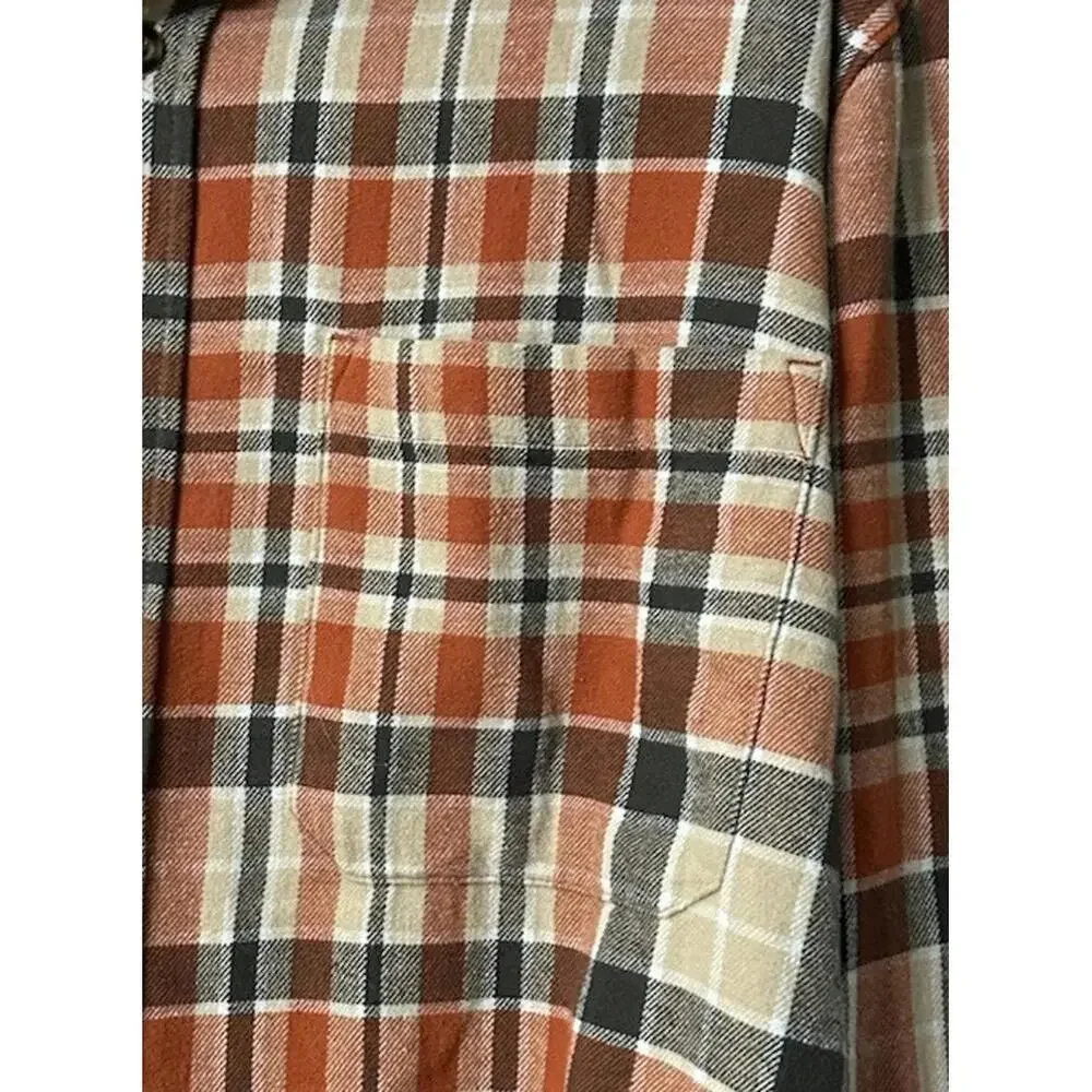 NWT Eddie Bauer Mens Long Sleeve Clay Cotton Plaid Button Flannel Shirt Size 2XL